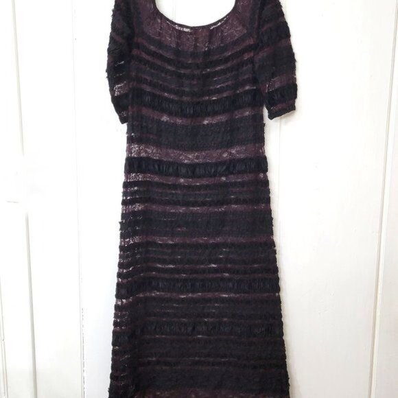 Liz Potter for Jeannie and Elizabeth Brown and Black Lace Maxi Dress - Picture 7 of 8